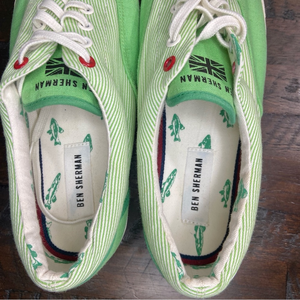 Ben Sherman Green Canvas Sneakers Retro NEW Mens Size 10 - Picture 5 of 9
